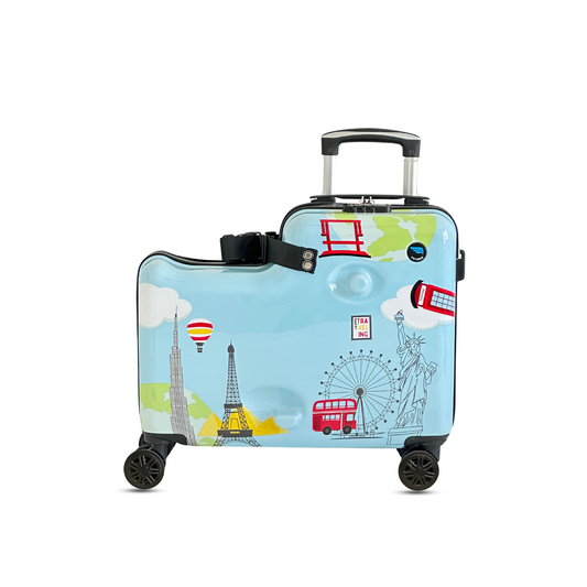 Ride-on Suitcase for Kids :: World Landmarks (Cool Blue)