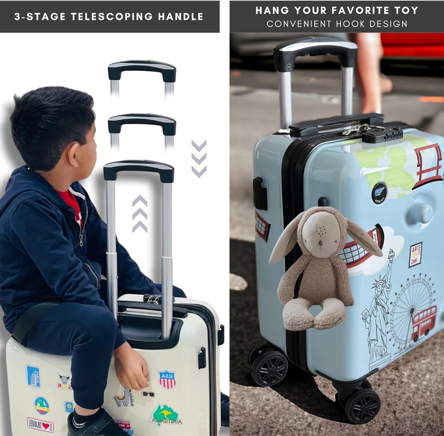 Ride-on Suitcase for Kids :: World Landmarks (Cool Blue)