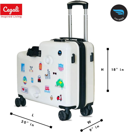 Ride-on Suitcase for Kids :: Travel Stickers (Beige)